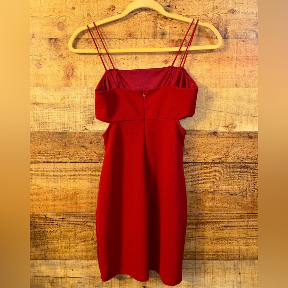 Blue Blush Cutout Red Mini Dress - Picture 3 of 5